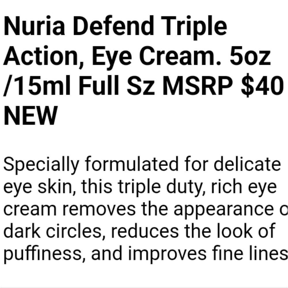 Nuria Defend Tripe Action Eye Cream NWT - Picture 5 of 5